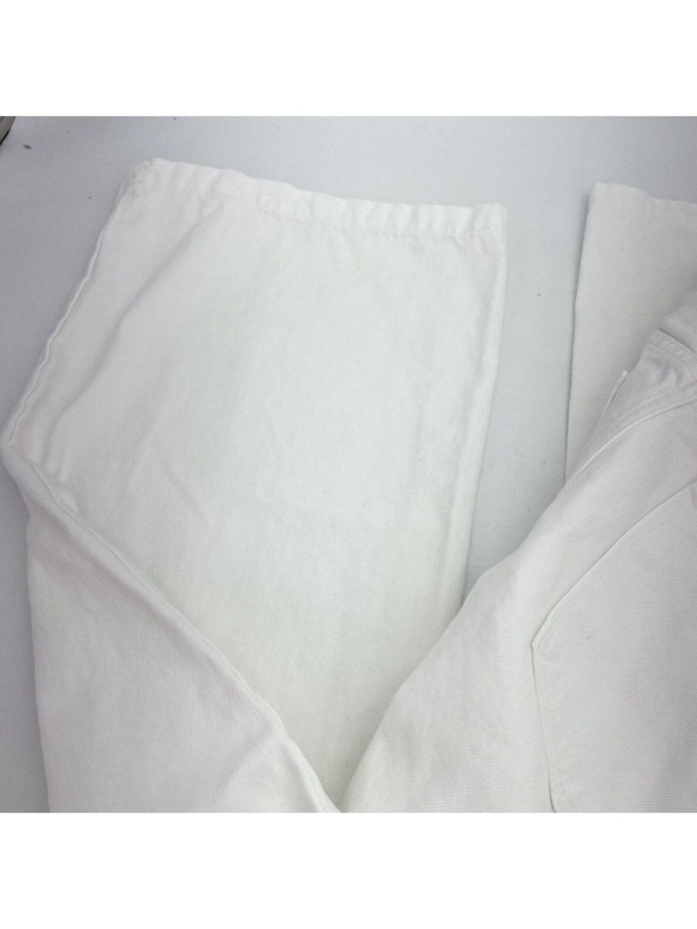 Kan Can White Straight-Leg Pants button fly